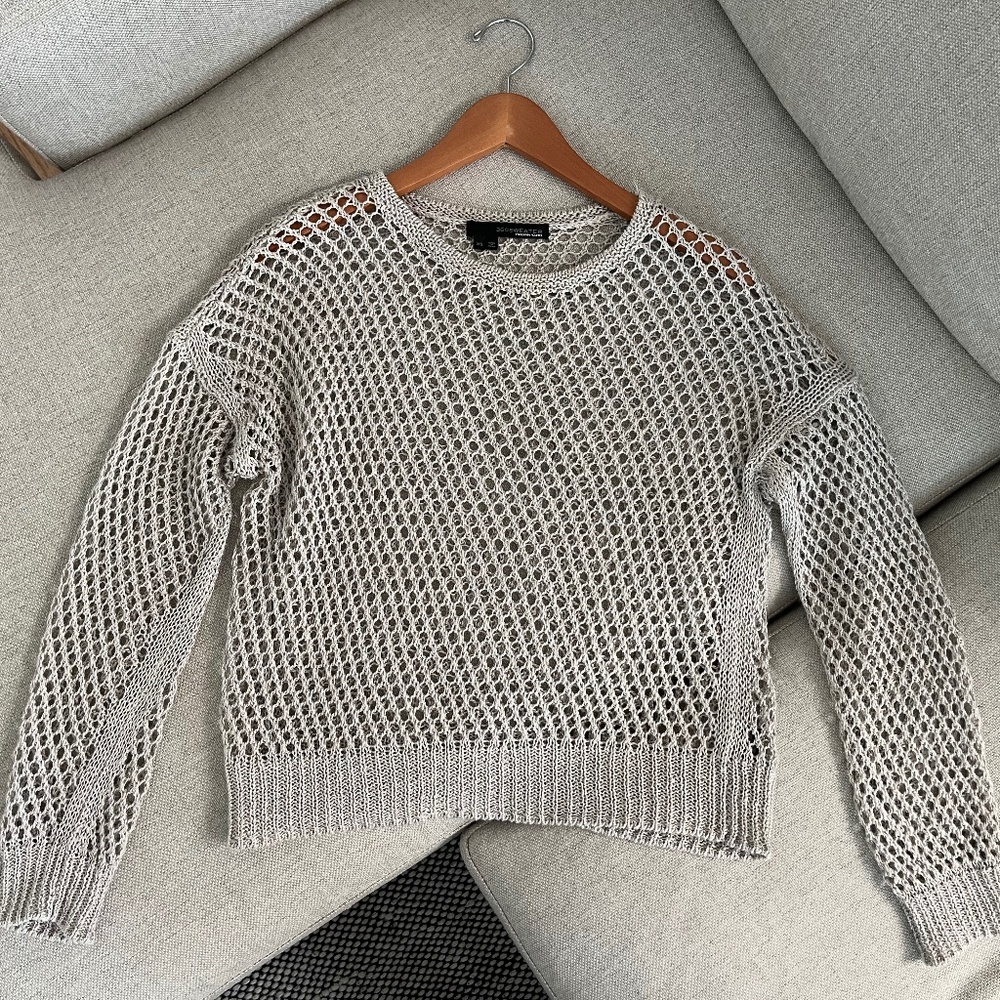 360 Sweater Italian Yarn Dove Open Stitch Knitted Sweater Size XS